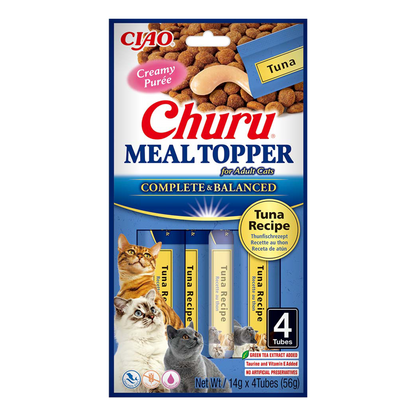 Front View of Ciao Churu Meal Topper for Adult Cats - Tuna Recipe - 56 g