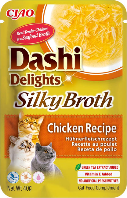Front View of Ciao Dashi Delights Silky Broth Wet Cat Food - Chicken Recipe - 40 g