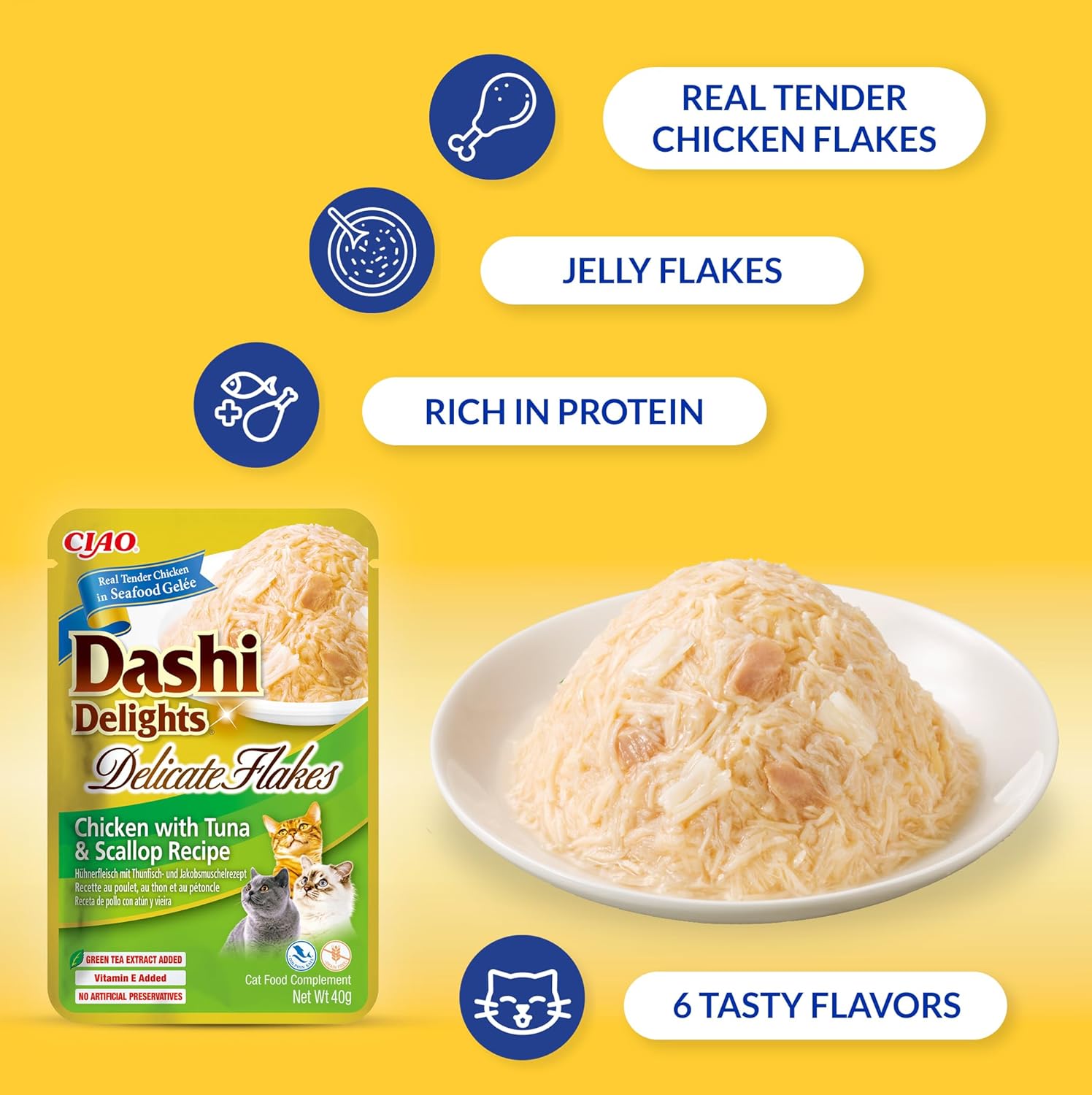 Ciao Dashi Delights Delicate Flakes Wet Cat Food - Chicken with Tuna Recipe - 40 g