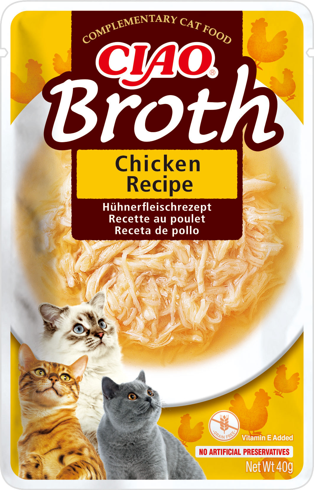 Front View of Ciao Broth Wet Cat Food - Chicken Recipe - 40 g