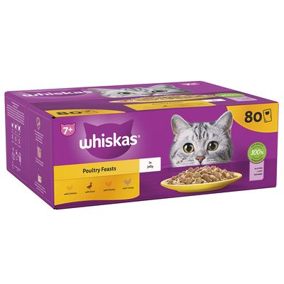 Whiskas 7+ Poultry Feasts Senior Wet Cat Food Pouches in Jelly