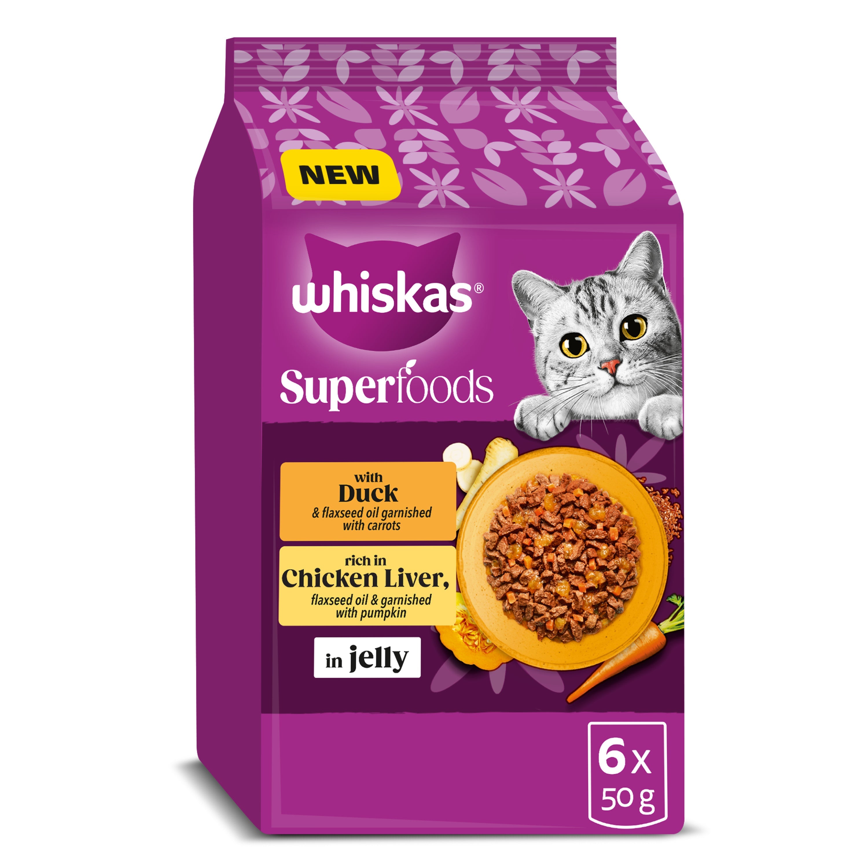Whiskas Whiskas Superfoods Chicken Duck Adult Wet Cat Food pet food packaging
