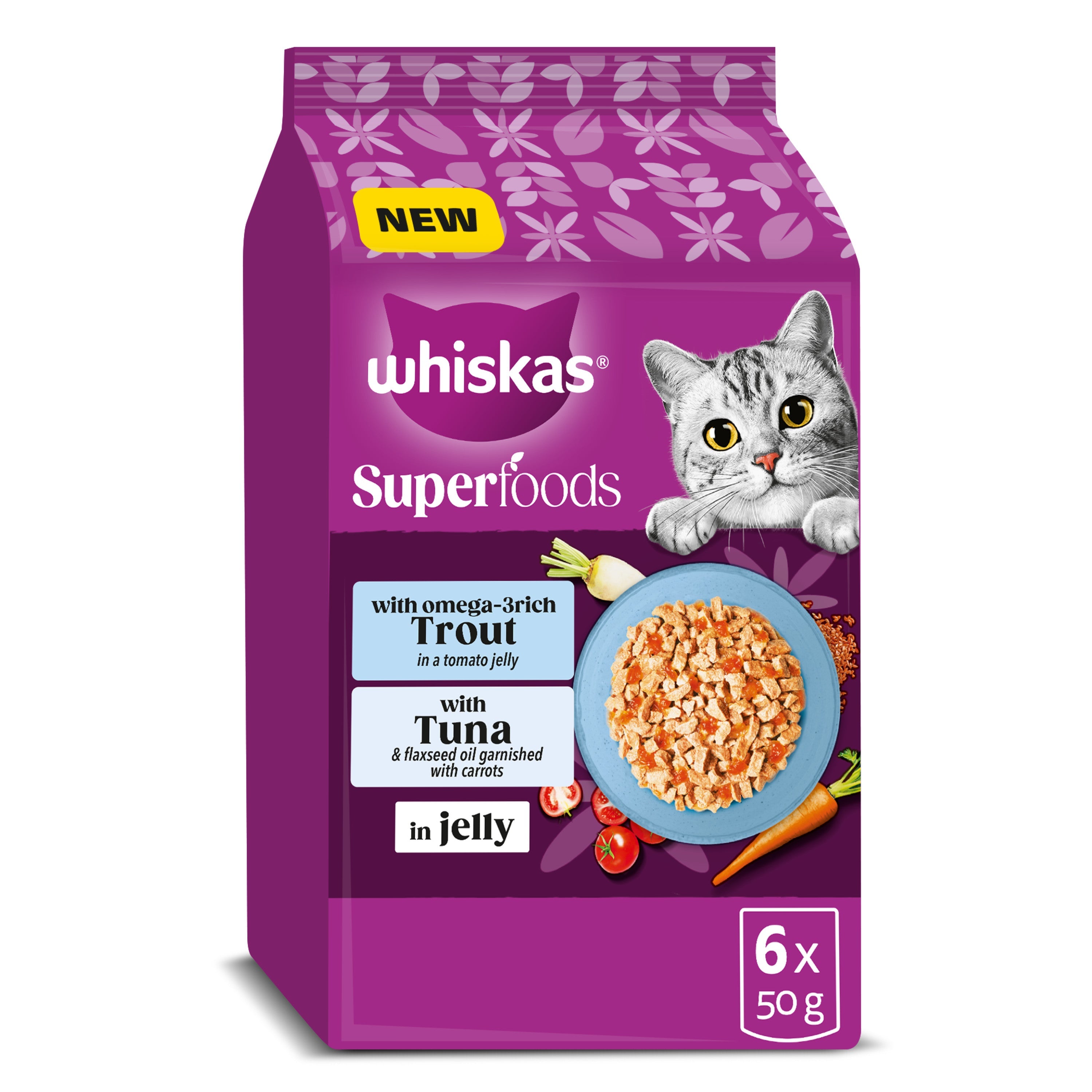 Whiskas Whiskas Superfoods Trout Tuna Adult Wet Cat Food pet food packaging