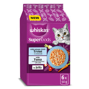 WHISKAS 1+ Superfoods Wet Cat Food Pouches with Fish in Jelly
