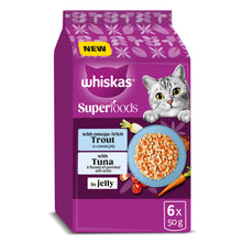 WHISKAS 1+ Superfoods Wet Cat Food Pouches with Fish in Jelly