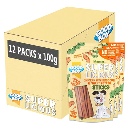 Good Boy Super Licious Chicken with Broccoli & Sweet Potato Sticks Dog Treats