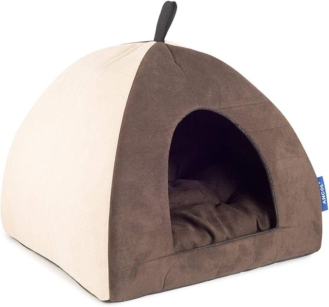 Front View of Ancol Sleepy Paws Timberwolf Pyramid Cat Bed - 40 x 40 x 35cm