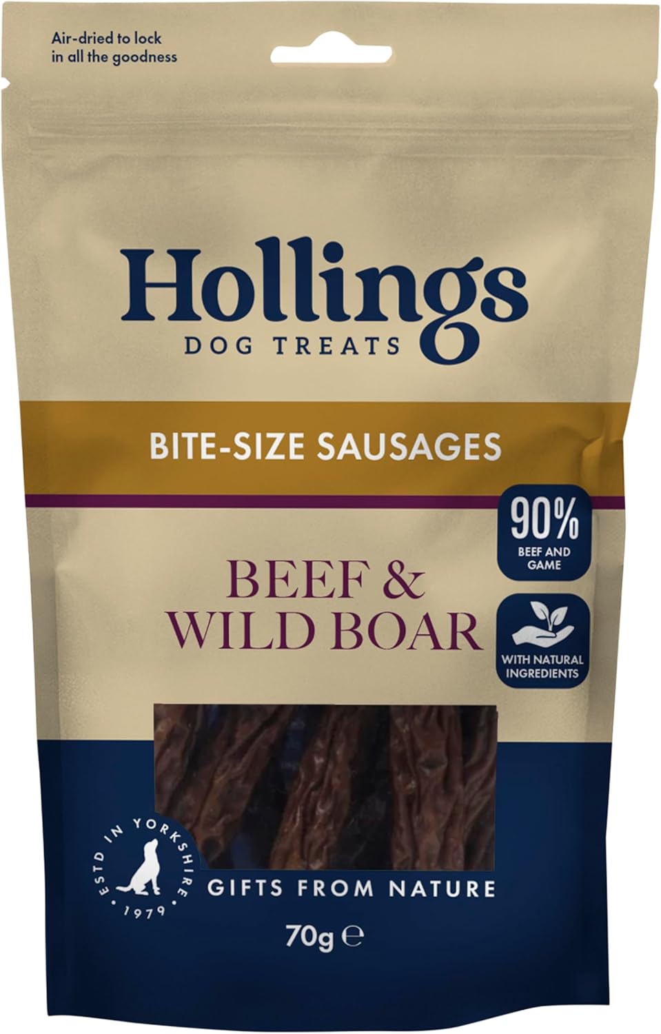 Hollings Dog Treat Gourmet Sausages Beef & Wild Boar