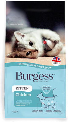 Front View of Burgess Cat Kitten Complete Dry Cat Food - Chicken - 4kg