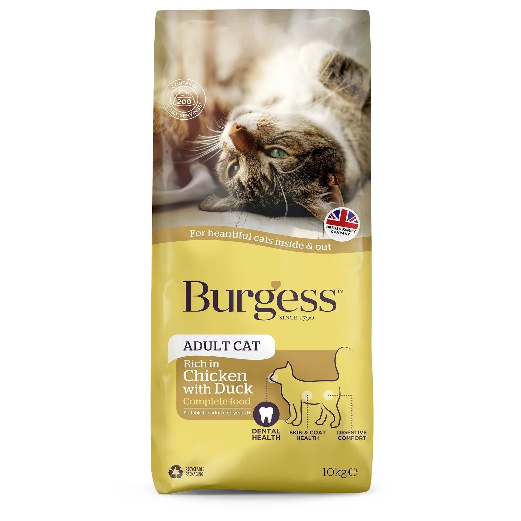 Burgess Cat Adult Dry Cat Food - Chicken with Duck - 4kg & 10kg