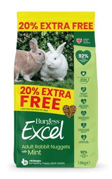 Front View of Burgess Excel Adult Rabbit Nuggets - Mint - 1.8kg