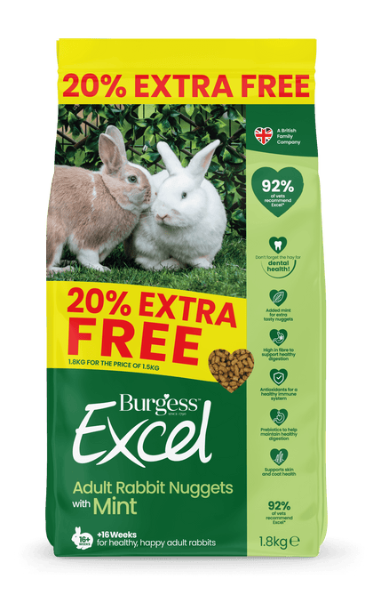 Burgess Excel Adult Rabbit Nuggets - Mint 1.8kg