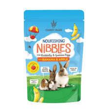 Front View of Country Values Nourishing Nibbles Treat for Rabbits & Guinea Pigs - Banana and Apple - 60g