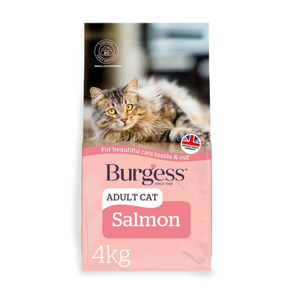 Burgess Cat Adult Dry Cat Food - Rich in Salmon - 1.5kg & 4kg
