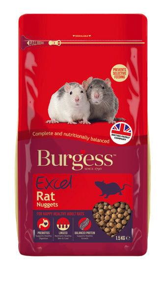 Front View of Burgess Excel Nuggets for Rat - 1.5kg