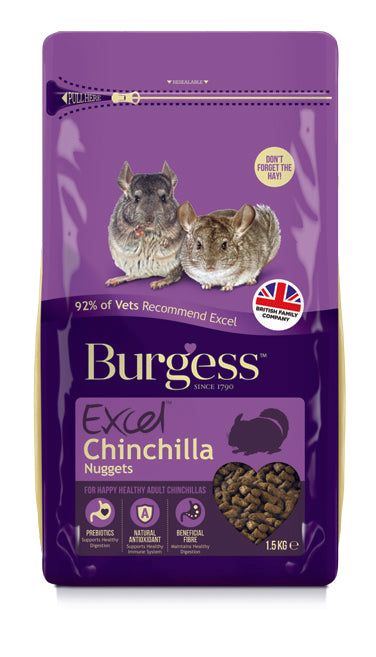 Front View of Burgess Excel Nuggets for Chinchilla - 1.5kg