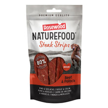 Front View of Naturefood Steak Strips Dog Treats - Beef - 100g
