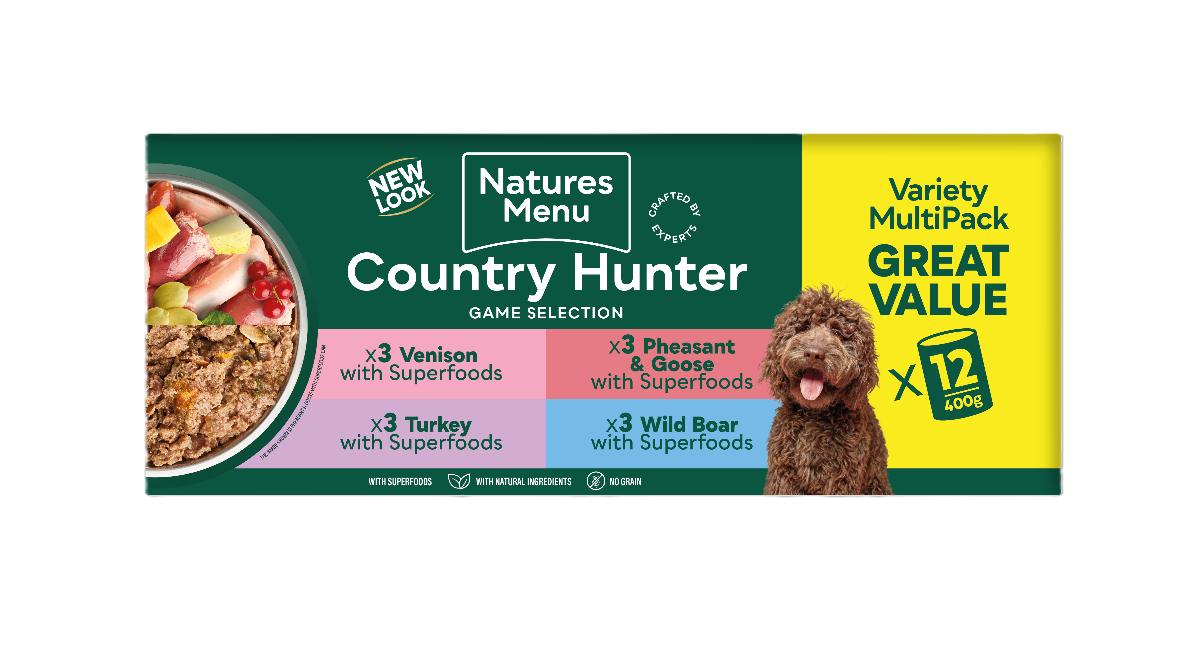 Natures menu Natures Menu Country Hunter Game Turkey Venison Adult Wet Dog Food pet food packaging