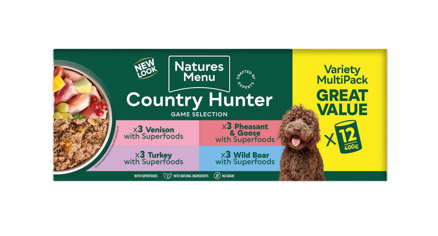 Natures Menu Country Hunter Game Meat Selection Multipack Can Adult Wet Dog Food - 12 x 400g