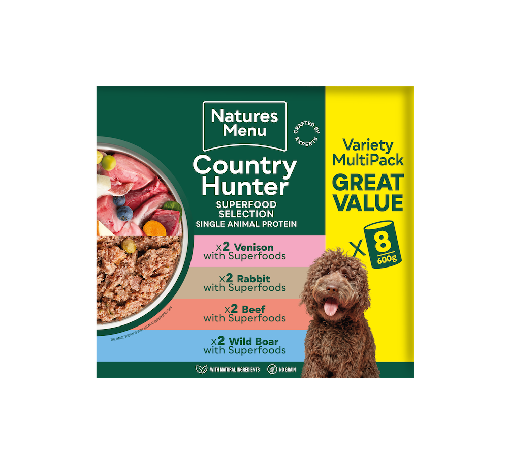 Natures menu Natures Menu Country Hunter Superfood Wild Beef Rabbit Venison Adult Wet Dog Food pet food packaging
