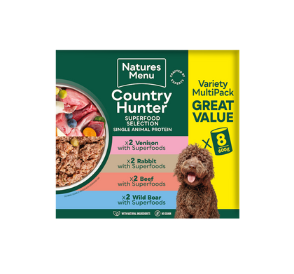 Natures Menu Country Hunter Superfood Selection Multipack Wet Dog Food Cans - Venison, Rabbit, Beef & Wild Boar