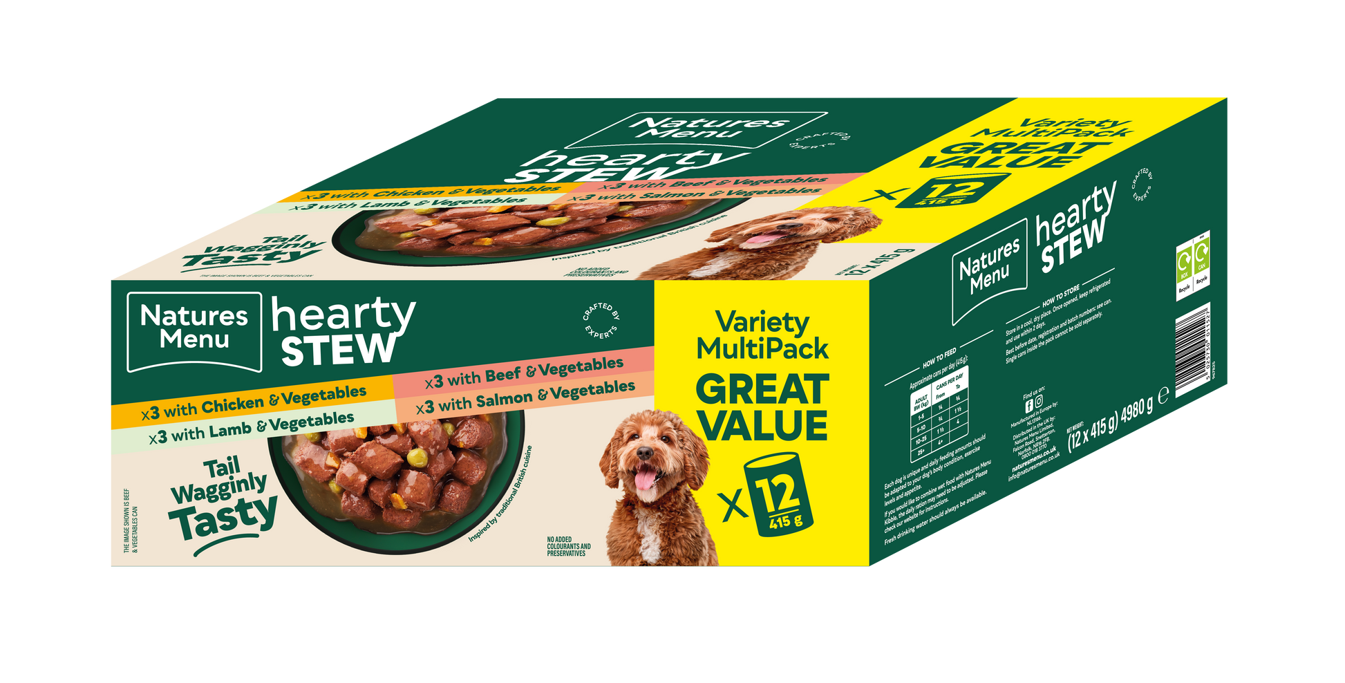 Natures Menu Hearty Stews Wet Dog Food Cans With Chicken, Lamb, Beef, Salmon & Vegetable