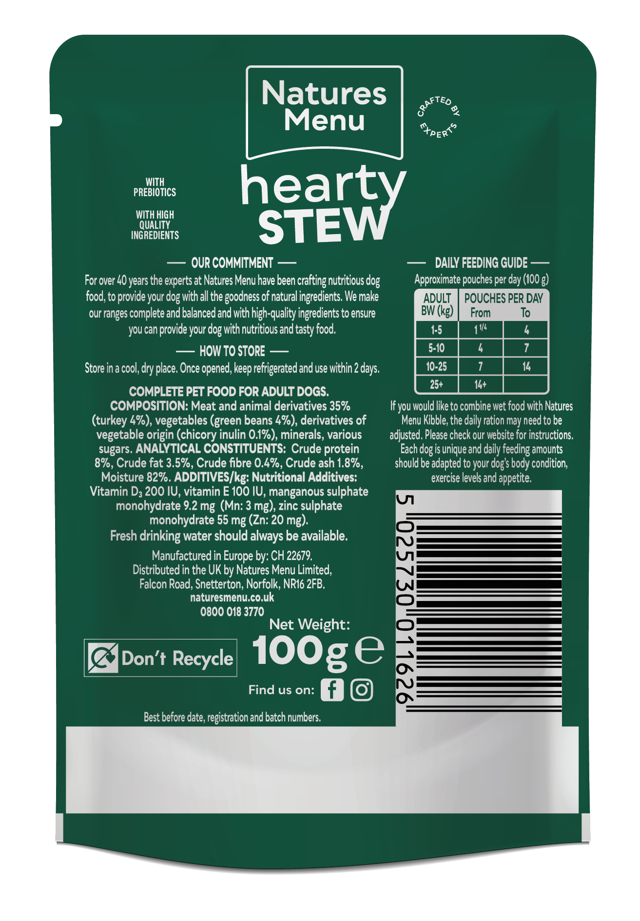 Natures Menu Hearty Stews Wet Dog Food Pouch With Turkey & Vegetable