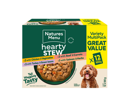 Natures Menu Hearty Stew Multipack Wet Dog Food Pouch - Chicken, Turkey, Beef & Salmon
