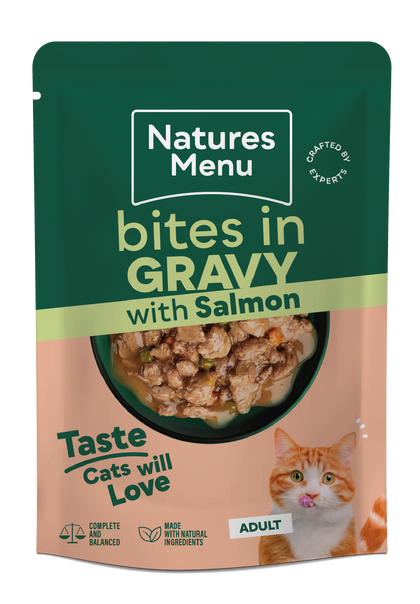 Natures Menu Bites in Gravy with Salmon Adult Wet Cat Food