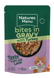 Natures Menu Bites in Gravy with Turkey Adult Wet Cat Food