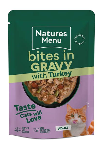 Natures Menu Bites in Gravy with Turkey Adult Wet Cat Food