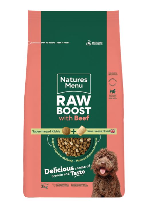 Natures Menu Freeze Dried Raw Boost Adult Dry Dog Food with Fresh Beef - 1.5kg & 3kg