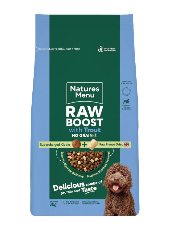 Natures Menu Freeze Dried Raw Boost Adult Dry Dog Food with Trout & Fish - 1.5kg & 3kg