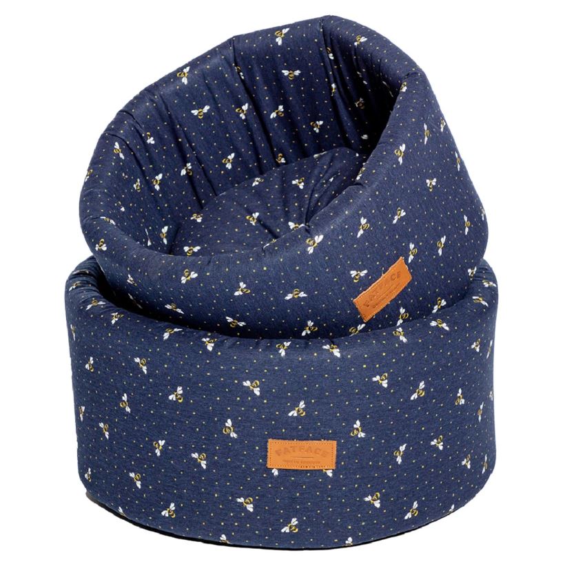 Front View of FatFace Spotty Bees Cat Cosy Bed - 39cm & 45cm