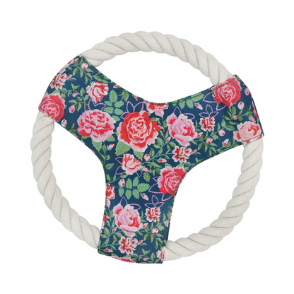 Front View of Cath Kidston Dolly Rose Rope Frisbee Dog Toy - One Size