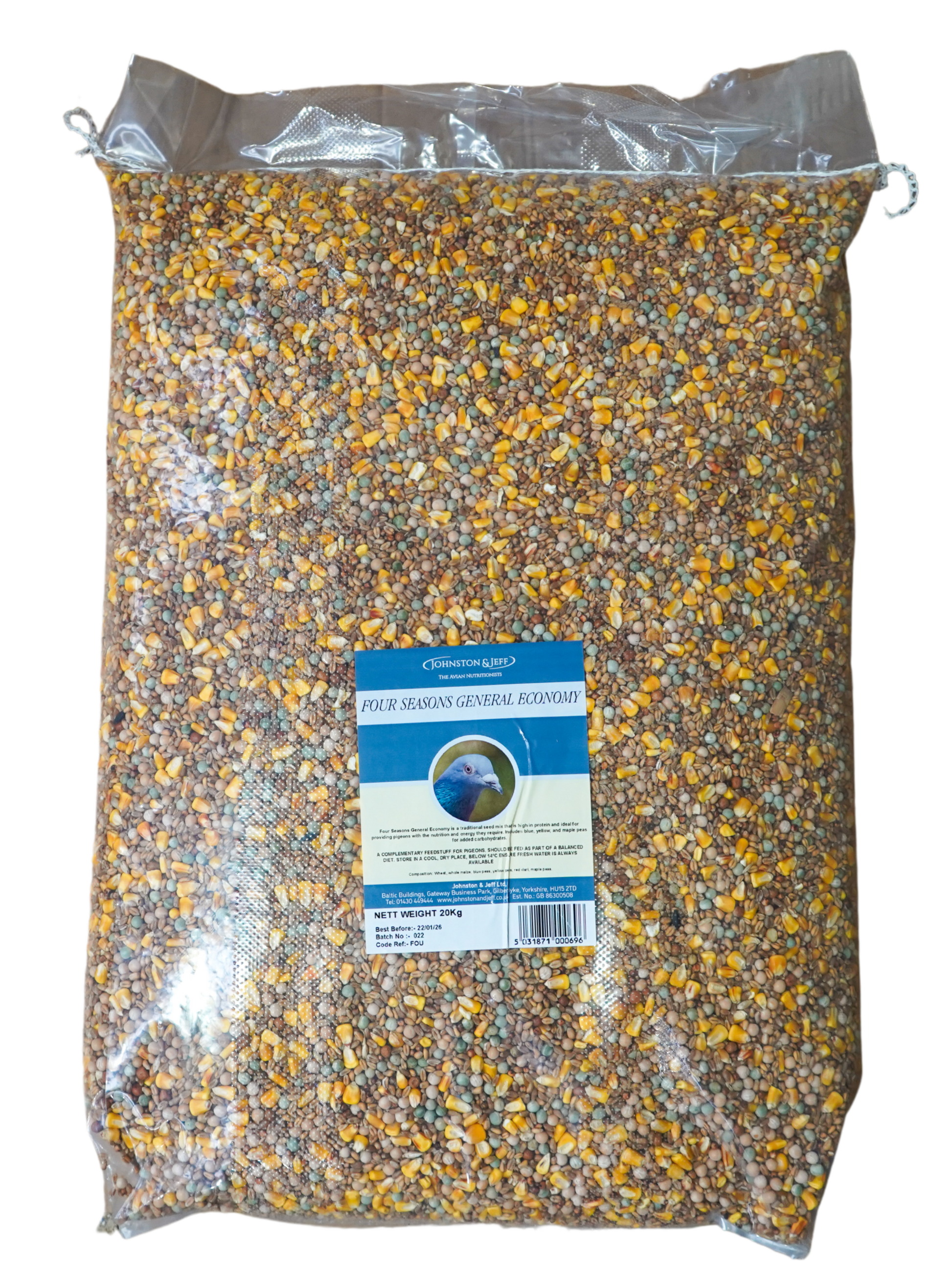 Front View of Johnston & Jeff Four Season Pigeon Mix - 20kg