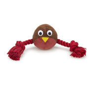 Petface Christmas Ryan Robin With Rope Plush Christmas Dog Toy