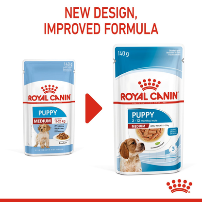 Royal Canin Size Health Nutrition Medium Puppy Multipack in Gravy Wet Dog Food