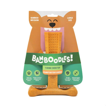 Bamboodles T-Bone Chew Toy for Dogs - Peanut Butter Flavour