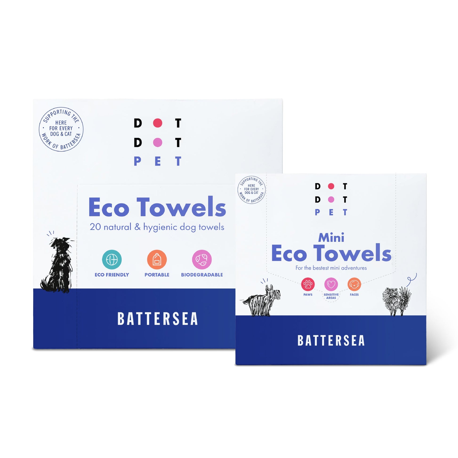 DotDotPet Battersea Mini Eco Dog Towels - 10 x 30cm 30cm