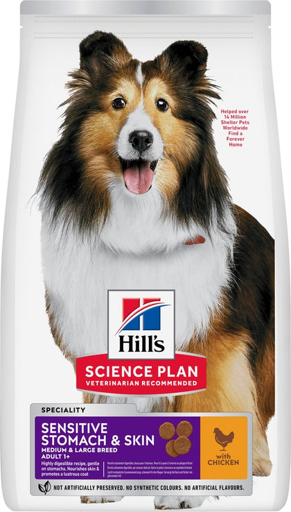 Hill's Science Plan Sensitive Stomach & Skin Medium Adult 1+ Dry Dog Food - Chicken