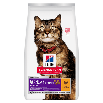 Hill's Science Plan Sensitive Stomach & Skin Adult Dry Cat Food with Chicken - 3kg