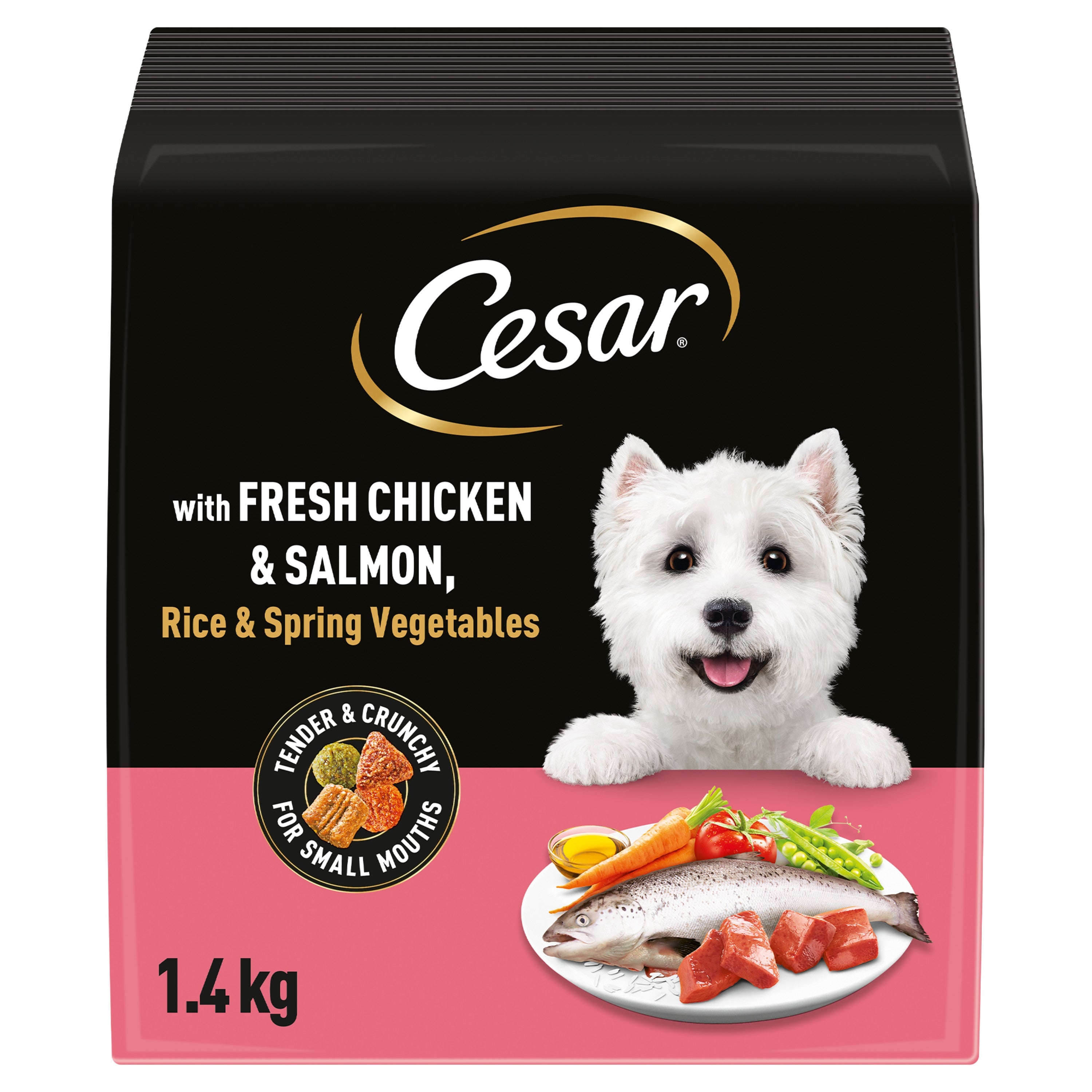 Cesar Cesar Chicken Salmon Adult Dry Dog Food pet food packaging