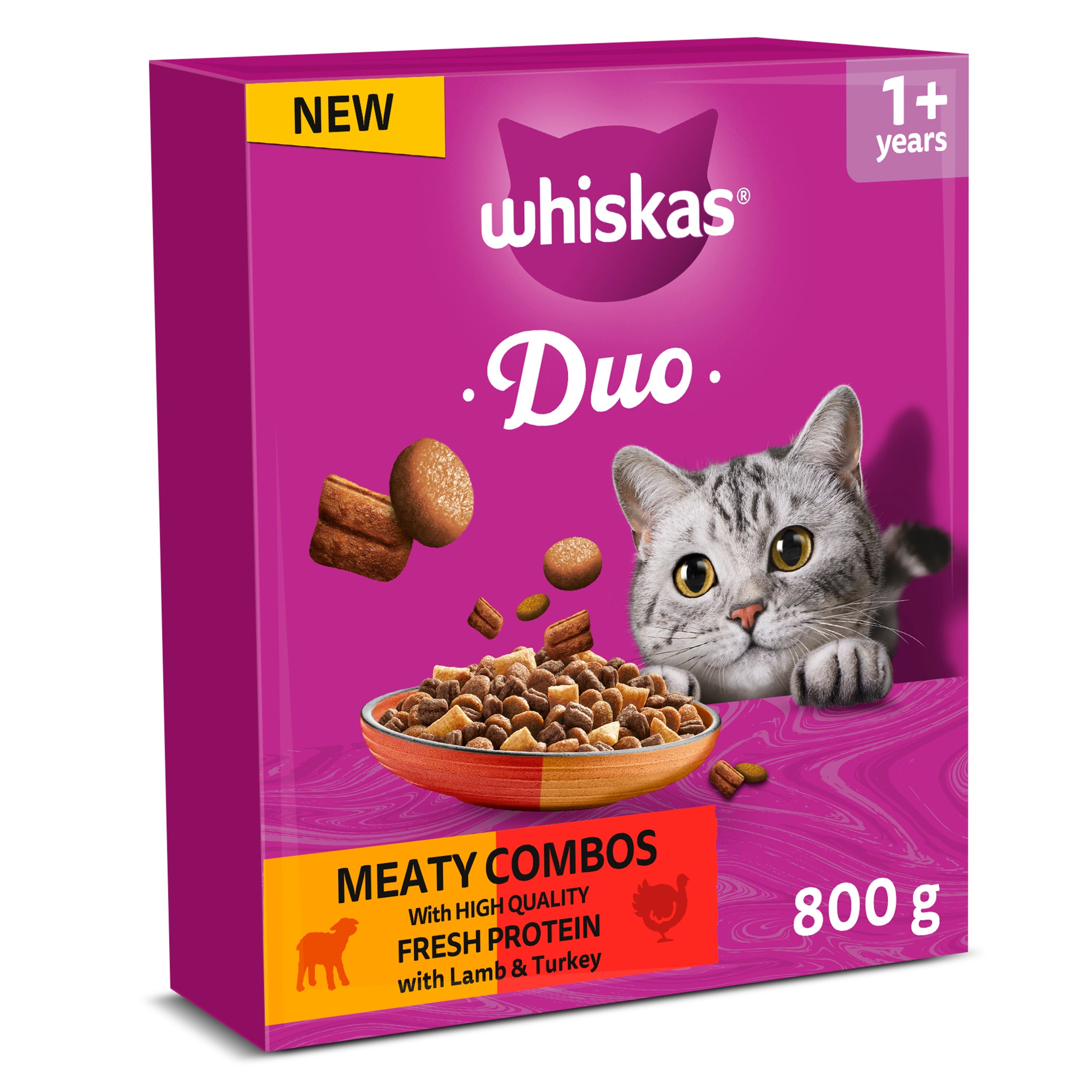 Whiskas Whiskas Duo Combos Chicken Lamb Turkey Adult Dry Cat Food pet food packaging