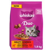 WHISKAS 1+ Complete Duo Meaty Combos Dry Cat Food with Lamb & Turkey