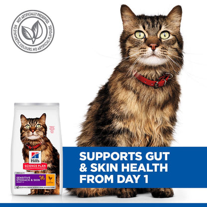 Hill's Science Plan Sensitive Stomach & Skin Adult 1+ Dry Cat Food - Chicken