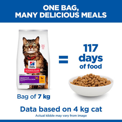 Hill's Science Plan Sensitive Stomach & Skin Adult 1+ Dry Cat Food - Chicken