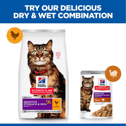 Hill's Science Plan Sensitive Stomach & Skin Adult 1+ Dry Cat Food - Chicken