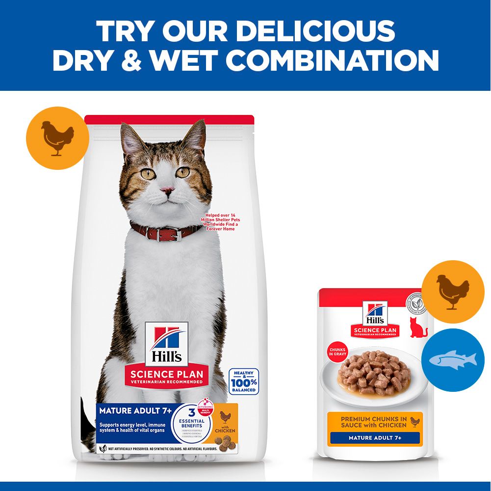 Hill's Science Plan Mature Adult 7+ Dry Cat Food - Chicken