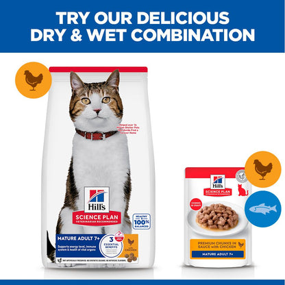 Hill's Science Plan Mature Adult 7+ Dry Cat Food - Chicken
